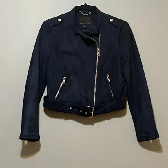 Banana Republic Jackets & Blazers - Banana Republic‎ | Navy blue vegan suede moto biker jacket Women’s S petite PS